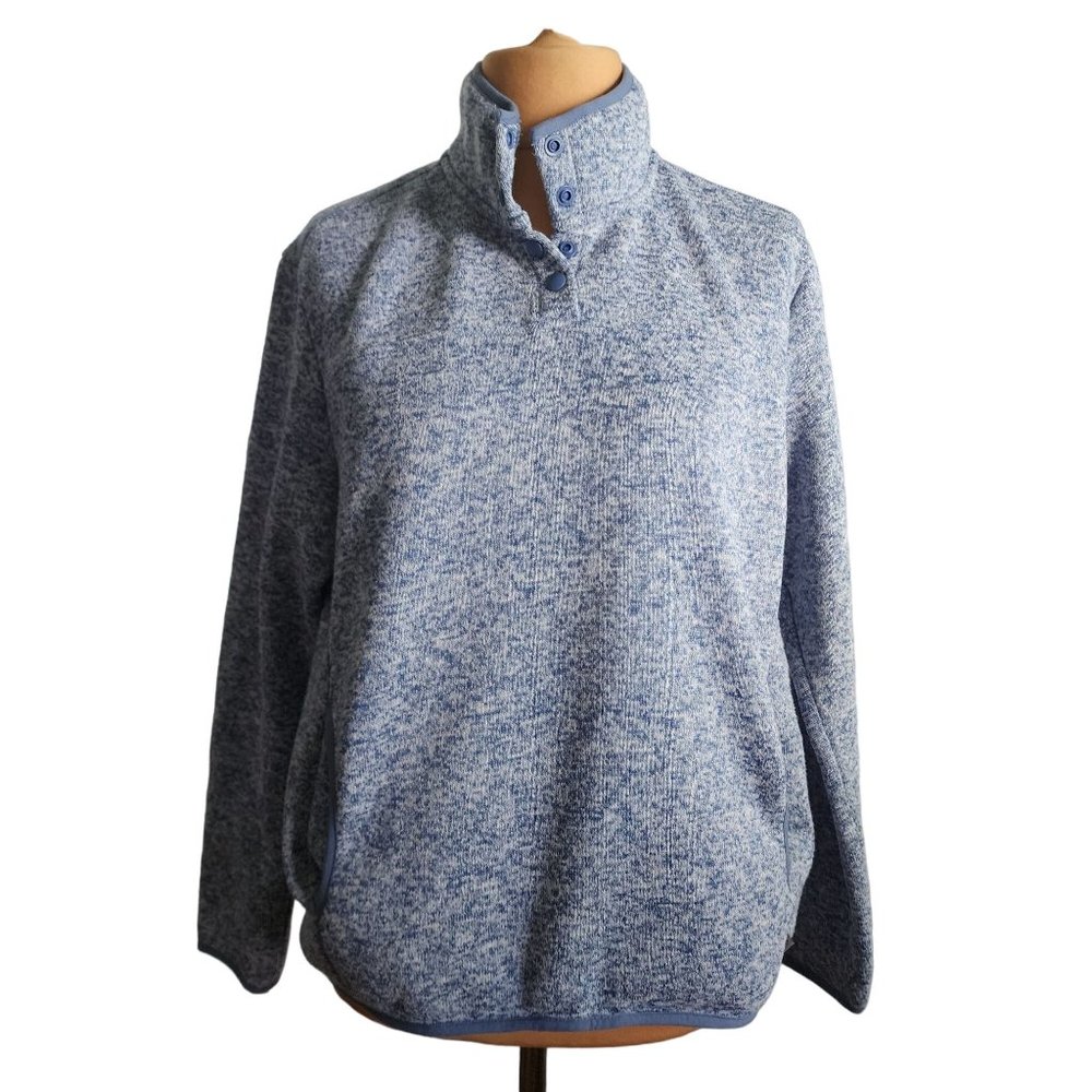 Eddie Bauer Womens Blue and White Snap Pull Over Size Large